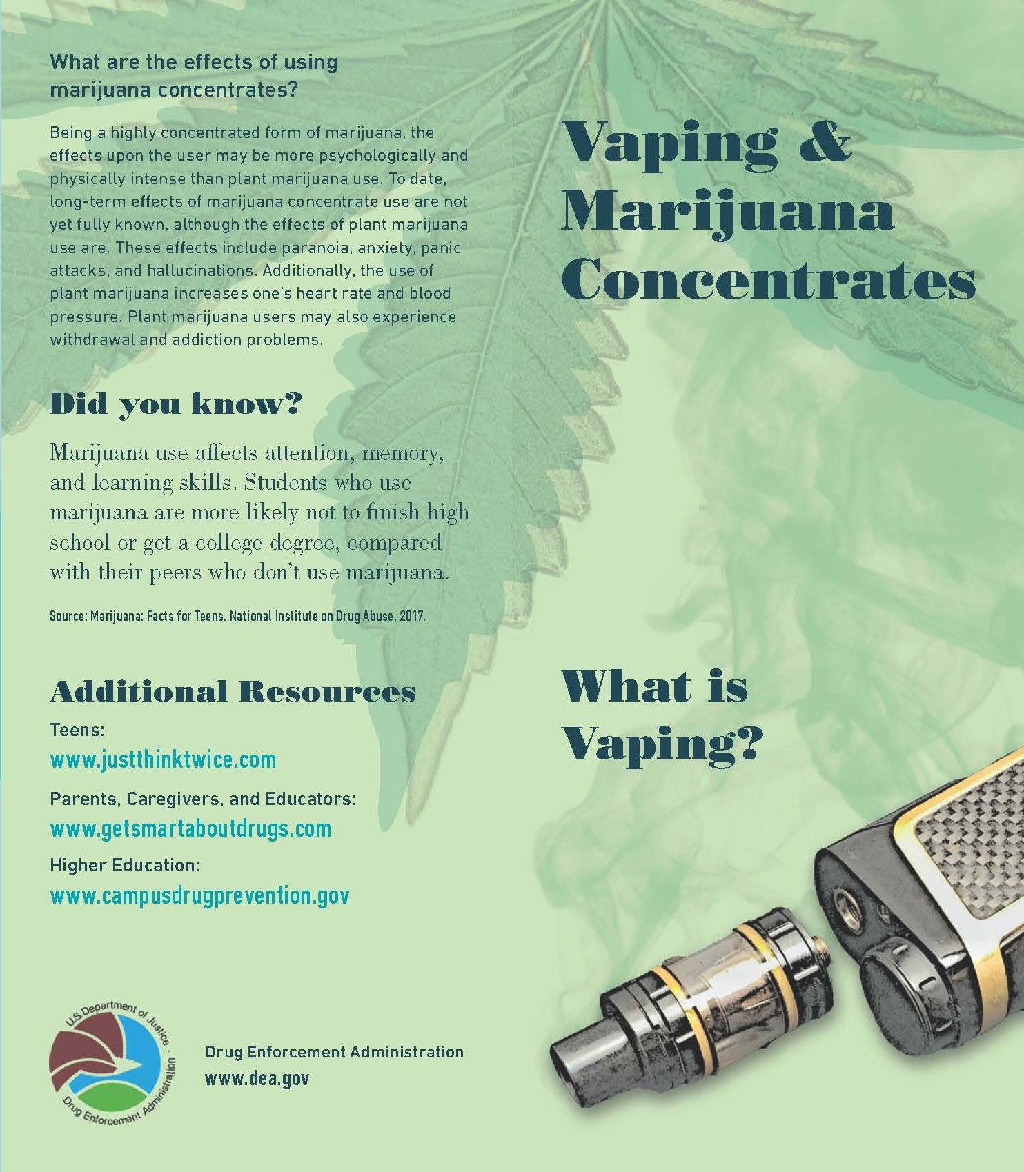 Vaping & Marijuana Concentrates Brochure cover