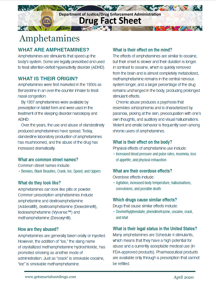 Picture of Amphetamines Fact Sheet