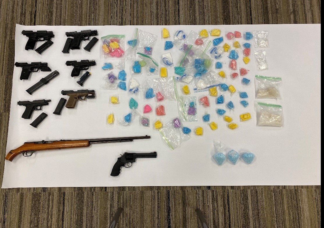 Seized guns and drugs