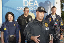 DEA ASAC Pedro Janer interviewed by UNIVISION Puerto Rico. (L-R) HHS-OIG New York Region ASAC Anna Coschignano, Denis Cintron, Director of ASSMCA’s  Drug and Narcotics Control Division, ASAC Janer and U.S. Secret Service RAC Pedro Gomez. 