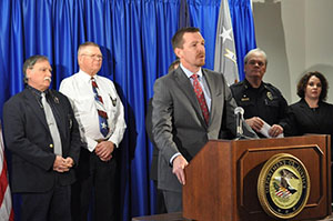 DEA El Paso Field Division Special Agent in Charge Will Glaspy answers questions from the media following the press conference in Midland, Texas.