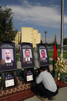 "A ceremony to honor DEA's fallen heroes. Three Special Agents lost their lives in the line of duty. Oct 29,2009 U.S. Embassy Kabul, Afghanistan"  Photographer: Daniel Wilkinson  