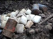 These photos show the remnants of a FARC cocaine lab which was destroyed by the Columbian National Police.