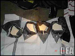 Sandals used by drug traffickers to smuggle heroin and cocaine. 