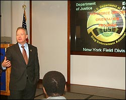 SAC Gilbride welcomes the new Task Force Officers at the NYDETF.