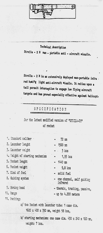 Technical description, provided by defendants to undercover investigators, of surface-to-air missiles.