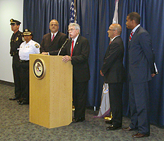 SAC John J. Bryfonski of the Philadelphia Division addressing the media at the press conference.