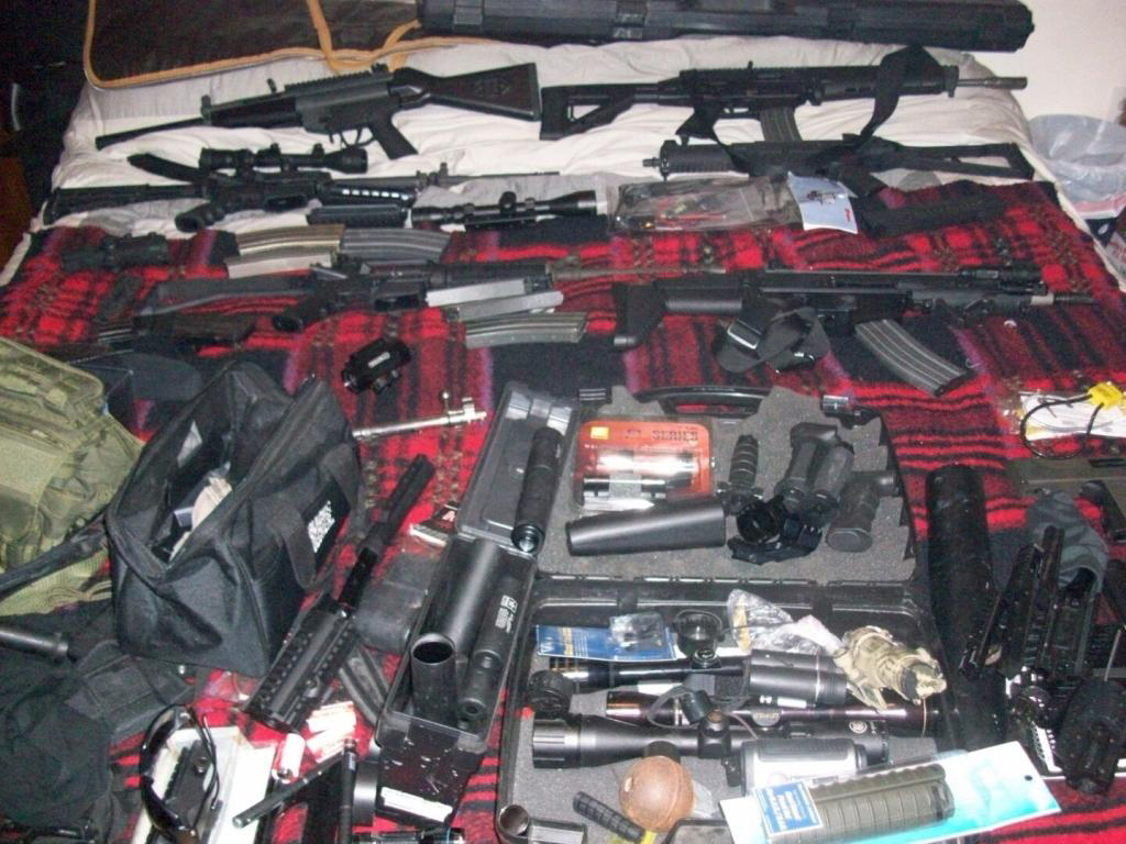 A photo used by the group displaying the various weapons they had for sale.  