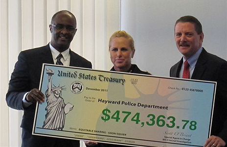 (L-R) - DEA SAC Anthony Williams, Hayward Police Department Chief Diane Urban, and IRS-CI SAC Scott O'Briant 