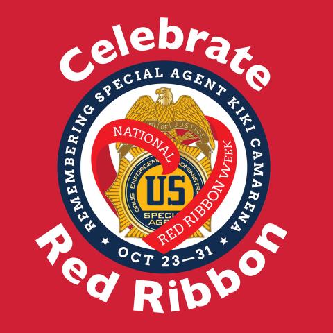 "Celebrate Red Ribbon." Red Ribbon Week Flag 2022