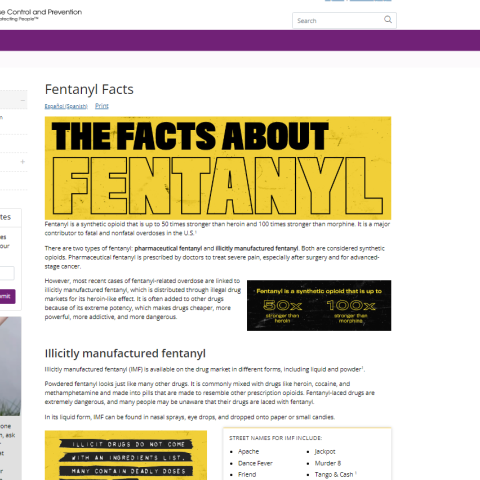 CDC Facts about Fentanyl homepage