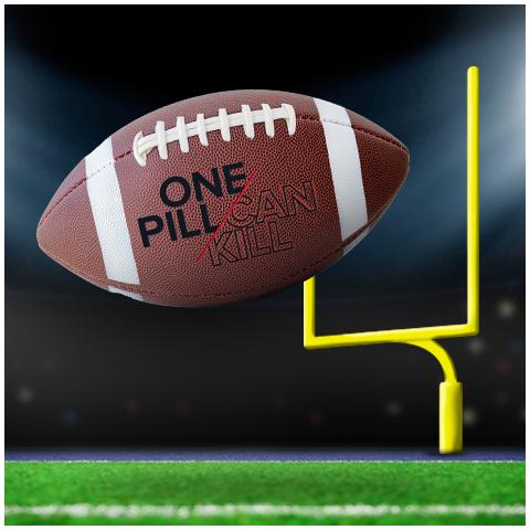 One Pill Can Kill football graphic