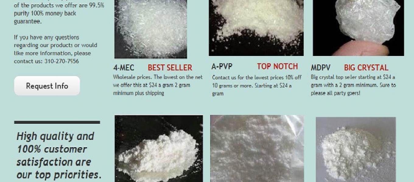 Websites found by investigators where Muhammad marketed his synthetic drugs for sale.