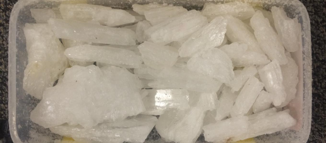  An open package of methamphetamine from the six pounds seized in September 2015.