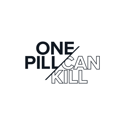 One Pill Can Kill Logo in Black and White