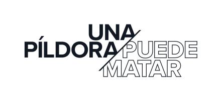 Una Pildora/Puede Matar - One Pill Can Kill logo, black and white